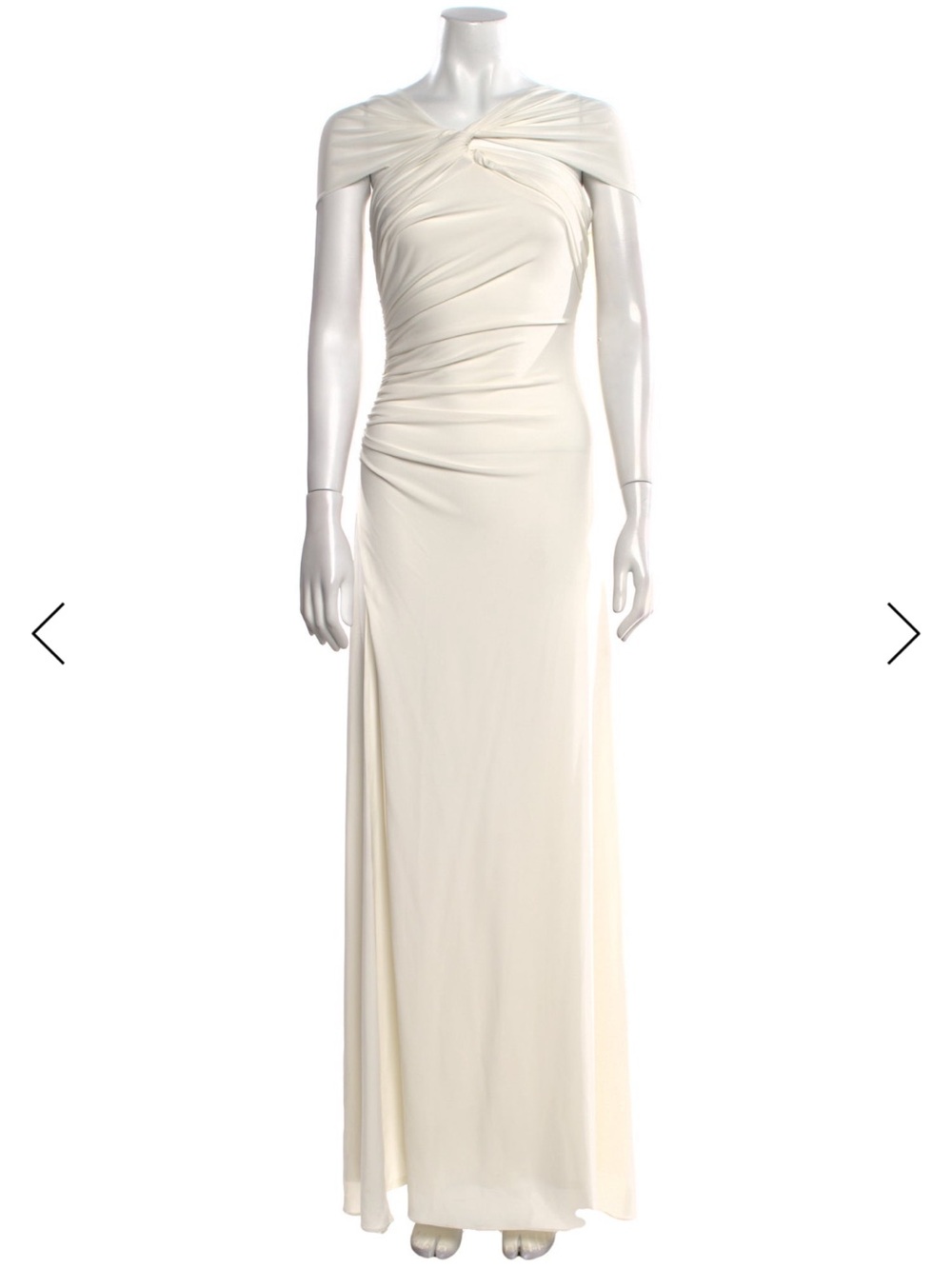 Halston Heritage Ivory Off-Shoulder Maxi Dress